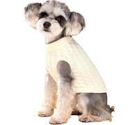 New Pet Clothes Fashion Candy Color Sweater Dog Cute Pet Solid Color Fried Dough Twists Knitting Pullover Easy to wear and clean(Size:L,Color:White)
