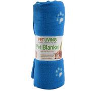 New Pet Touch Soft Fleece Pet Blanket Dogs Puppy Cat Kittens Blankets Paws & Bones Print ((100 X 150) cm, Blue (White Paws))