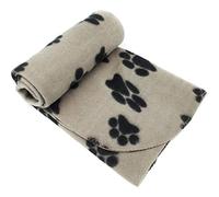 New Pet Touch Soft Fleece Pet Blanket Dogs Puppy Cat Kittens Blankets Paws & Bones Print ((73 X 70) cm, Beige (Black Paws))