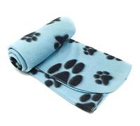New Pet Touch Soft Fleece Pet Blanket Dogs Puppy Cat Kittens Blankets Paws & Bones Print ((73 X 70) cm, Blue (Black Paws))