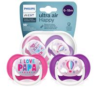 NEW Philips Avent Ultra Air Soother SCF080/04 6-18M Silicone BPA Free 2 Pack