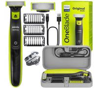 NEW PHILIPS OneBlade Shaver QP2724/10 + Case Slim Edition, Black/Green