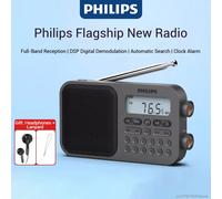 New Philips TAR6108 MW/FM/SW Radio Rechargeable With Earphone Jack Pocket Convenient Small Bluetooth Radios for Outdoor Camping TAR6108 Black