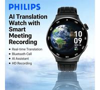 New Philips VTR5206 Voice Recorder Smart Watch HD Noise Reduction One Click Recording Bluetooth Call Business Meeting Bracelet VTR5206 Black