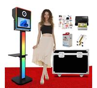 NEW Photo Booth Machine with 15.6''Touch Screen with Printer, Selfie Magic Mirror DSLR Photobooth, Foto box, Flight Case for Wedding and Party (Black,with Printer)