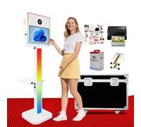 NEW Photo Booth Machine with 15.6''Touch Screen with Printer, Selfie Magic Mirror DSLR Photobooth, Foto box, Flight Case for Wedding and Party (White,with Printer)