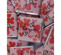 NEW pink Love & Hearts milk chocolate Neapolitans -foil wrapped chocolate squares mothers day valentines pack sizes 24,48,72 and 96 (24 pieces)