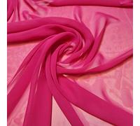 New Plain Chiffon Sheer Crepe Fabric Premium Dyed Dress Drape Decor Craft Fabric (Hot Pink, 1 Meter)