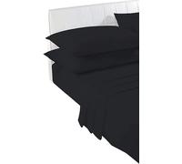 New Plain Dye Black Pillow Cases 2 Pack, Soft Poly Cotton Bedding Housewife Pillowcases Pair No Iron Bedroom Pillow Case Cover Standard Size UK 50x75cm
