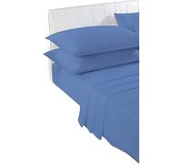 New Plain Dye Mid Blue Pillow Cases 2 Pack, Soft Poly Cotton Bedding Housewife Pillowcases Pair No Iron Bedroom Pillow Case Cover Standard Size UK 50x75cm