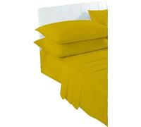 New Plain Dye Mustard Pillow Cases 2 Pack, Soft Poly Cotton Bedding Housewife Pillowcases Pair No Iron Bedroom Pillow Case Cover Standard Size UK 50x75cm