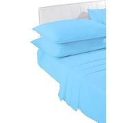 New Plain Dye Sky Blue Pillow Cases 2 Pack, Soft Poly Cotton Bedding Housewife Pillowcases Pair No Iron Bedroom Pillow Case Cover Standard Size UK 50x75cm