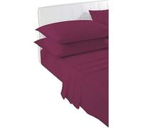 New Plain Dye Wine Pillow Cases 2 Pack, Soft Poly Cotton Bedding Housewife Pillowcases Pair No Iron Bedroom Pillow Case Cover Standard Size UK 50x75cm