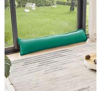 New Plain Dyed Fabric Hollowfibre Filled Draught Excluders Cushion Heavy Duty Draught Stopper for Bottom of Door or Window Draft Insulator Draft Guard Energy Saver 90x18cm (Green)