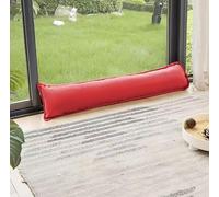 New Plain Dyed Fabric Hollowfibre Filled Draught Excluders Cushion Heavy Duty Draught Stopper for Bottom of Door or Window Draft Insulator Draft Guard Energy Saver 90x18cm (Red)