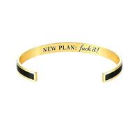 New Plan Color Cuff Bracelet,Engraved Open Cuff Bangle for Women Gift | Adjustable Open Bracelet "New Plan: Fuck it!", Perfect for Those Moments When You Need A Little Rebellion On Your Wrist.