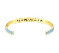 New Plan Color Cuff Bracelet,Engraved Open Cuff Bangle for Women Gift | Adjustable Open Bracelet "New Plan: Fuck it!", Perfect for Those Moments When You Need A Little Rebellion On Your Wrist.