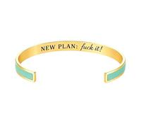 New Plan Color Cuff Bracelet,Engraved Open Cuff Bangle for Women Gift | Adjustable Open Bracelet "New Plan: Fuck it!", Perfect for Those Moments When You Need A Little Rebellion On Your Wrist.