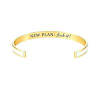 New Plan Color Cuff Bracelet,Engraved Open Cuff Bangle for Women Gift | Adjustable Open Bracelet "New Plan: Fuck it!", Perfect for Those Moments When You Need A Little Rebellion On Your Wrist.
