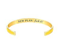 New Plan Color Cuff Bracelet,Engraved Open Cuff Bangle for Women Gift | Adjustable Open Bracelet "New Plan: Fuck it!", Perfect for Those Moments When You Need A Little Rebellion On Your Wrist.