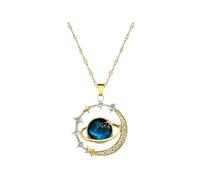 New Planet Zircon Star Round Copper Pendant Necklace For Women And Men Temperament Accessories Charm Wedding Party Jewelry Gifts-T44