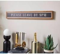 New Please Leave By 9pm Framed Wall Art, The Natural Wood Effect Frame Gives It A Warm, Vintage Feel that Pairs Well With Both Classic and Modern Interiors, Perfect For Adding Humour To Your Space