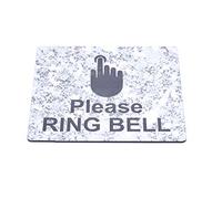 NEW Please Ring Bell Sign Adhesive Sticker Notice, STONE EFFECT engraved with Universal Icon Symbol and Text (Size 12cm x 10cm) (Granite)