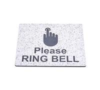 NEW Please Ring Bell Sign Adhesive Sticker Notice, STONE EFFECT engraved with Universal Icon Symbol and Text (Size 12cm x 10cm) (Stone)