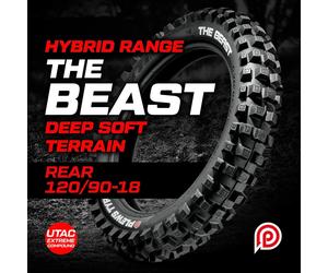 NEW PLEWS 'THE BEAST' EXTREME ENDURO/TRAIL REAR TYRE 120/90-18 - MADE TO WIN