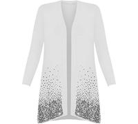 New Plus Size Ladies Sequin Cardigan Long Sleeve Womens Sparkle Top - White - 16-18