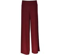 New Plus Size Womens Plain Palazzo Wide Leg Flared Ladies Trousers Pants 8-26 (UK-L/XL(16-18), Wine)