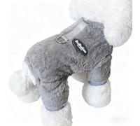New Plush 4-Leg Dog Coat with Fleece Lining - Warm Winter Outfit for Small Medium Dogs, Cute, fashionable, cold-proof and easy to clean(Size:Large,Color:Gray)