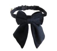 New Plush Bow Solid Color Adjustable Cat Collar with Bell and Metal Buckle, Cute Macaron Skirt Style Cat Collar Pet Supplies. (BLACK)