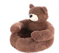 New plush Pet Bed Dogs Super Soft Pet BedCute Cuddler Bear Cat Sleeping Mat | Comfortable Plush Dog Crate Bed Washable Pet Cushion with Non Slip Bottom for Outdoor (Size:Diameter：21.65in,Color:Brown)