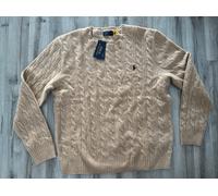 New POLO RALPH LAUREN Cable-Knit Wool Cashmere-blend Browns/Tan Jumper. M
