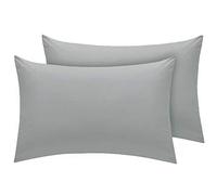 New Polycotton Housewife 4 Pack Pillow Covers - Easy Care Plain Dyed Bedroom Pillowcases - Standard Size 50 x 75 cm Pillowcases (Grey)