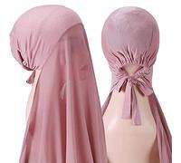 New Popular Pearl Solid Color Heavy Hijab With Bonnet Elastic Rope Use Shawls Veil for Head Covering