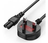 New Power CableFigure 8 C7 2M TV Power Cable Certified 2 Pin IEC C7 UK Plug 0.75mm² Compatible with PS4, Xbox One S/X, LED LCD Smart TV Monitor, Pixma, Printer, Laptop Charger (2 METER CABLE)