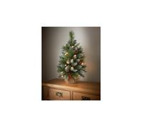New Pre-Lit Frosted Geneva Christmas 25 Warm LED Tree Hessian Base 2ft
