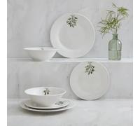 New Premium 12-Piece Stoneware Dinner Set with Festive Mistletoe Design,Includes Dinner Plates, Side Plates & Cereal Bowls Perfect for Christmas Dining, Dishwasher Safe-M13 (Mistletoe)