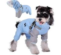 New Premium 4-Legs Dog Raincoat & Windbreaker Heavy Rain Protection Waterproof Sun Protection Jacket with Built-in Harness, Detachable Hood, Adjustable Fit & Breathable Mesh(Size:XX-Large,Color:Blue)