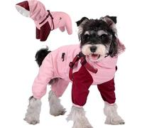 New Premium 4-Legs Dog Raincoat & Windbreaker Heavy Rain Protection Waterproof Sun Protection Jacket with Built-in Harness, Detachable Hood, Adjustable Fit & Breathable Mesh(Size:XX-Large,Color:Pink)