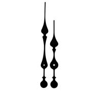 New Press Fit Extra Long Quartz Youngtown 12888 Metal Clock Hands For High Torque Movements 3.1mm & 5.0mm Hand Holes (207mm Black Metal)