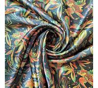 New Printed 100% Polyester Poly Silk Silky Satin Fabric, Dressmaking, Wedding, Prom - Dress Craft Fabric Material 58" - 150 cm Wide Sold As 1 Meter Pre - Cut Lengths (Yellow Tropical Print)