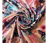 New Printed 100% Polyester Poly Silk Silky Satin Fabric, Dressmaking, Wedding, Prom - Dress Craft Fabric Material 58" - 150 cm Wide Sold As 1 Meter Pre - Cut Lengths (Pink Tropical Butterfly)