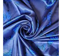 New Printed 100% Polyester Poly Silk Silky Satin Fabric, Dressmaking, Wedding, Prom - Dress Craft Fabric Material 58" - 150 cm Wide Sold As 1 Meter Pre - Cut Lengths (Royal Butterfly)