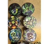 New Printed Skull Leaf Green Design Color 4 Part 50MM Shark Teeth Grinder Different DESINS Sent Randomly