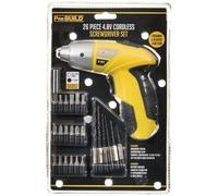 New ProBuild 4.8V Cordless Screwdriver Set - 26pc Compact Power Tool Kit | Lightweight, Ergonomic Design, Forward/Reverse - Magnetic Connector, Charger + 17 Bits + 6 Drill Bits Included B-16
