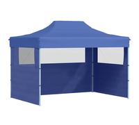 vidaXL Professional Folding Party Tent with 3 Sidewalls 3x4m Blue Steel Gazebo