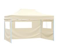 vidaXL Professional Folding Party Tent with 3 Sidewalls 3x4m Cream Steel Camp